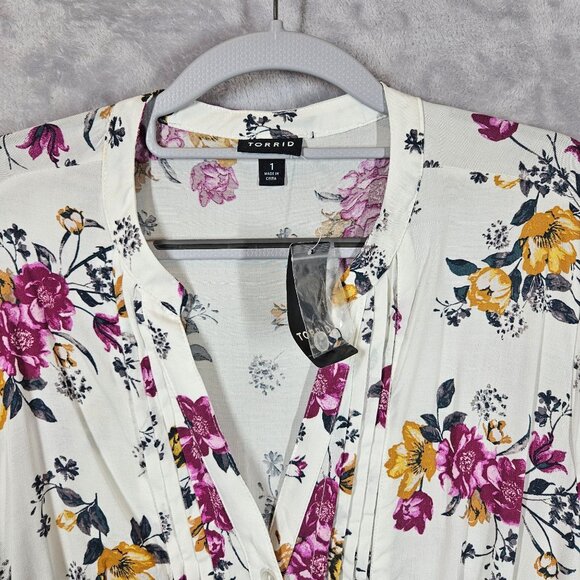 NWT Torrid peasant blouse women 14 Floral Peplum Peasant Career Office boho - Picture 8 of 12
